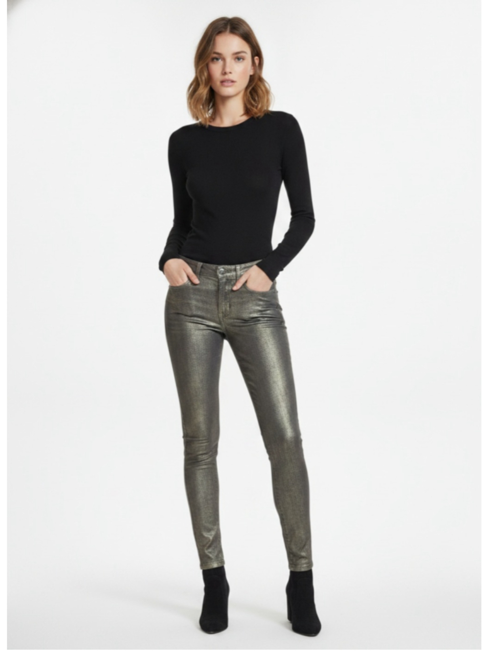 Frankie B. Gold Skinny Jeans Size 26 - Picture 2 of 11